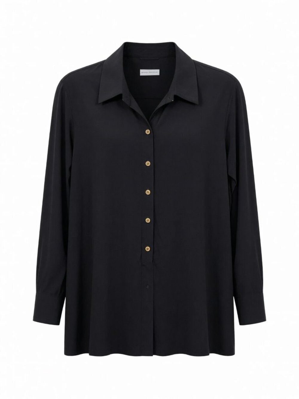 Susan Graver Women's Black Button Down Tunic Top 1X Polyester Long Sleeve